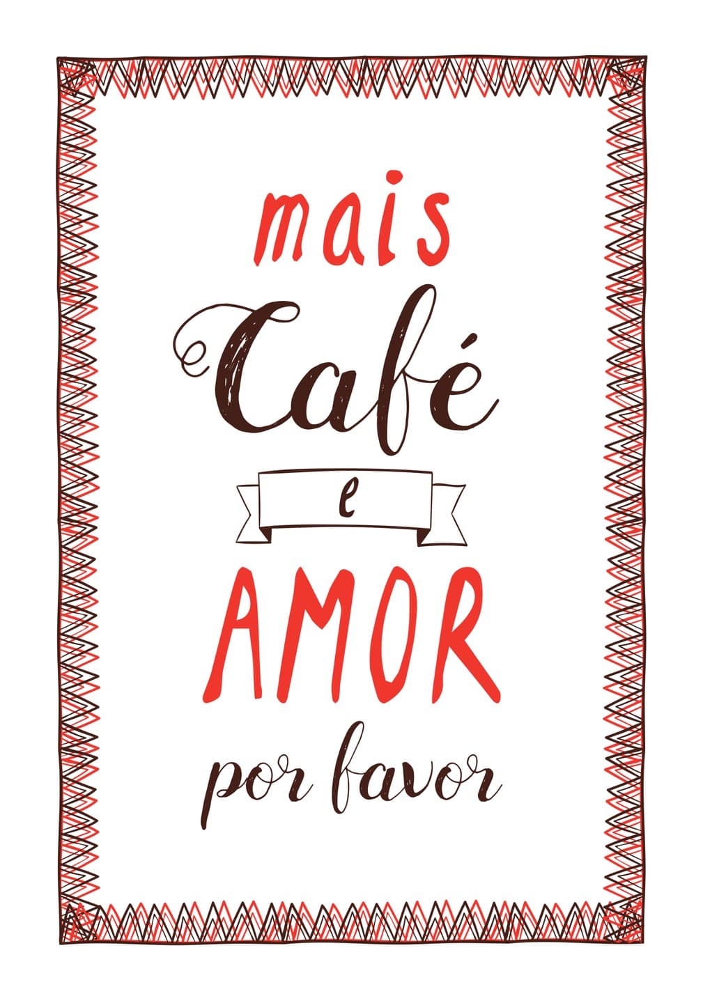 Mais Café e Amor | Quadro Decorativo Frase Café – Coleção Cozinha & Café