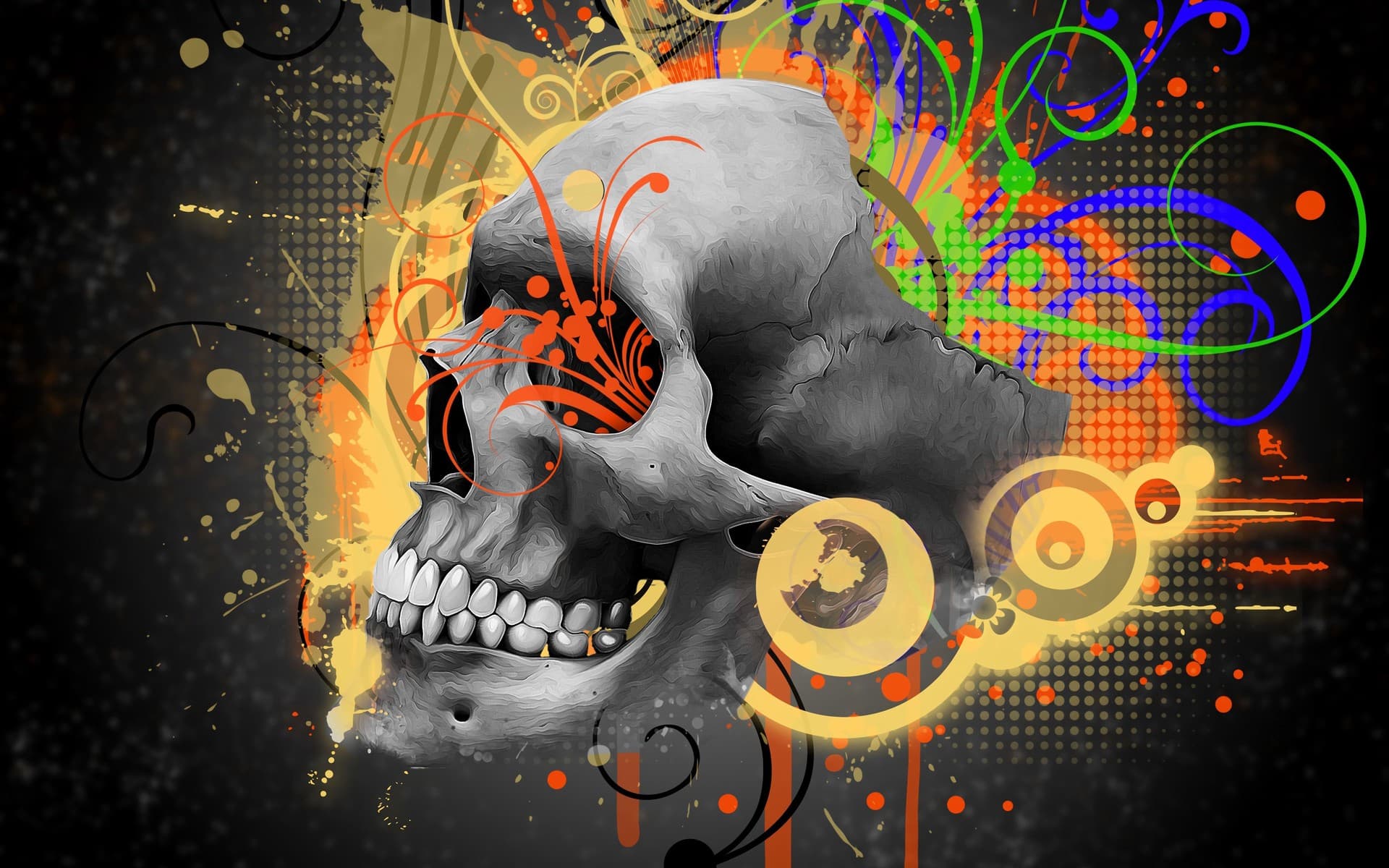 Quadro Caveira Colorida – Arte Urbana Moderna com Estilo Grafite e Abstrato Neon