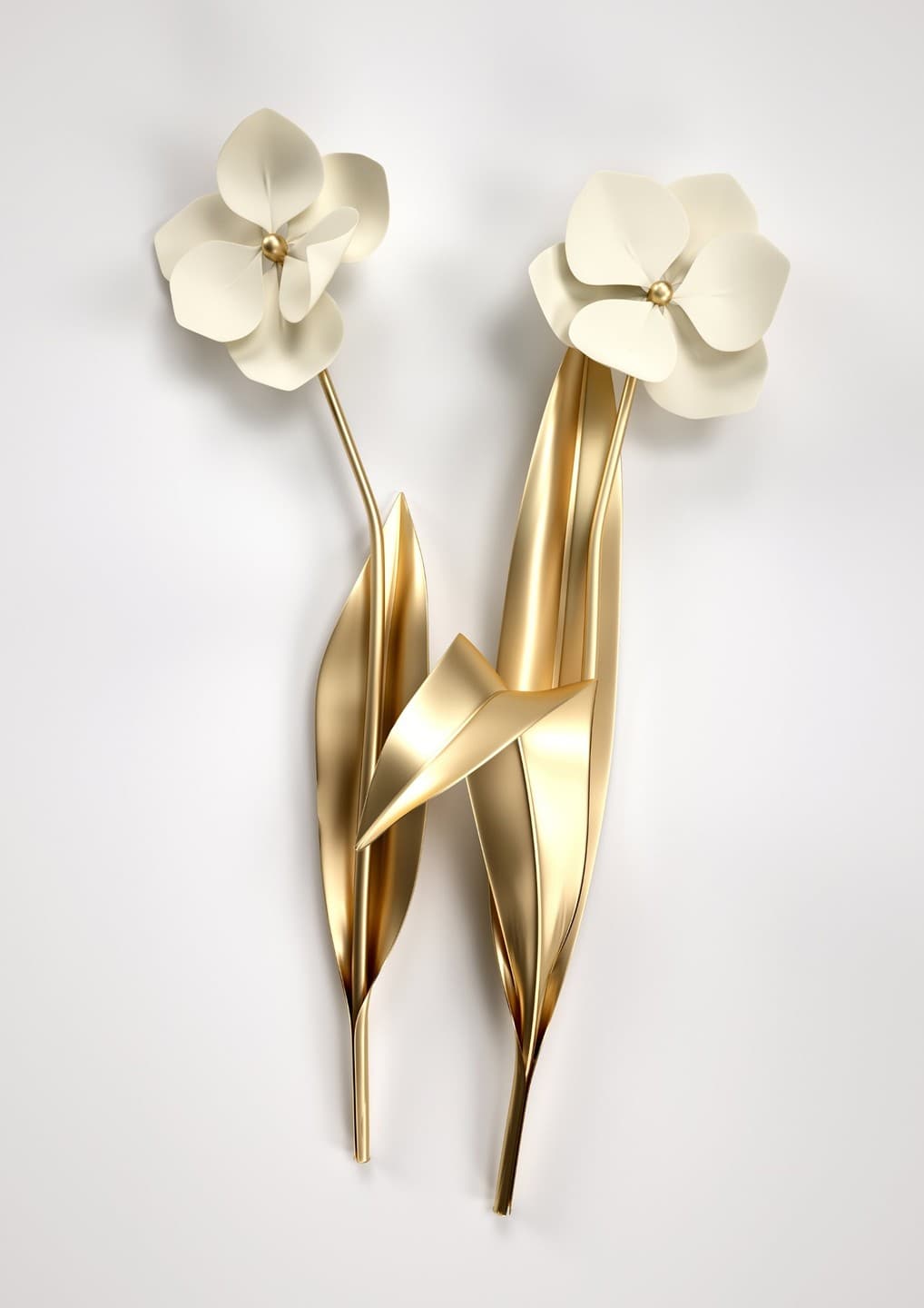 Flores Brancas com Folhas Douradas | Coleção Branco e Dourado