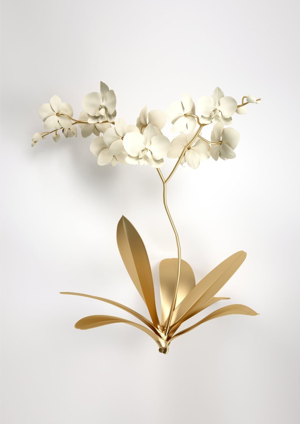 Orquídea Dourada Minimalista | Coleção Branco e Dourado