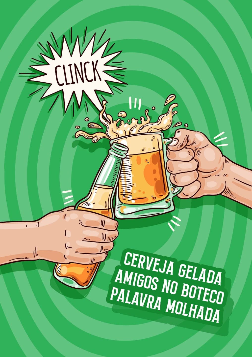 Cerveja Gelada, Amigos no Boteco | Quadro Decorativo Divertido – Coleção Frases & Cerveja